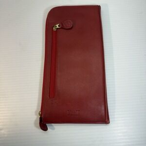 Lisell GENUINE EMBOSSED LEATHER PORTFOLIO WALLET TEXTURED Red 4.5" x 9.5" Zipper